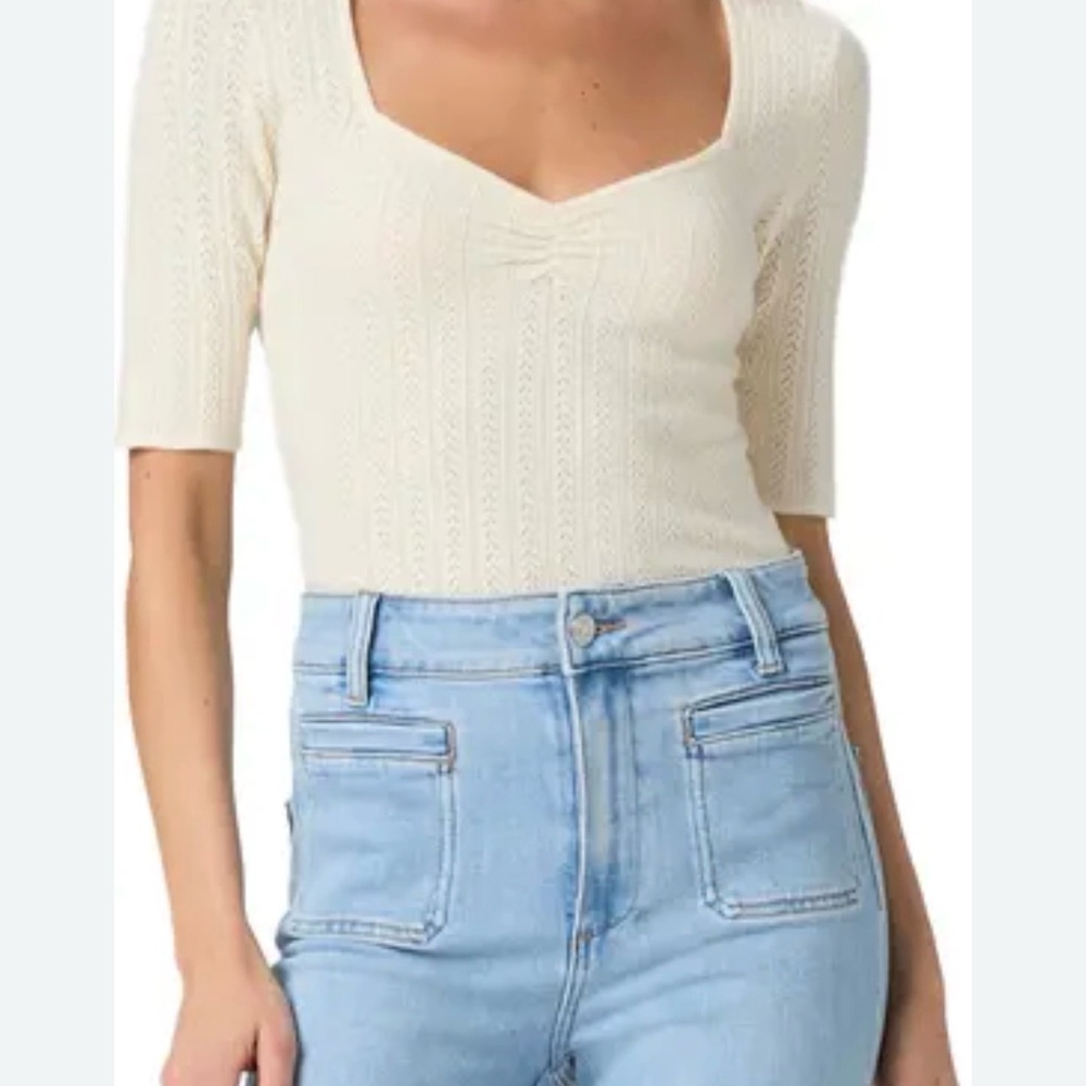 PAIGE Ivory Short Sleeve Knit Top